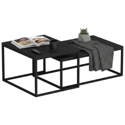 Tavolino da salotto rettangolare nero 72x37x45h cm - Liro