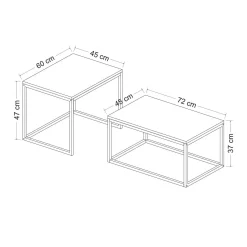 Tavolino da salotto rettangolare nero 72x37x45h cm - Liro