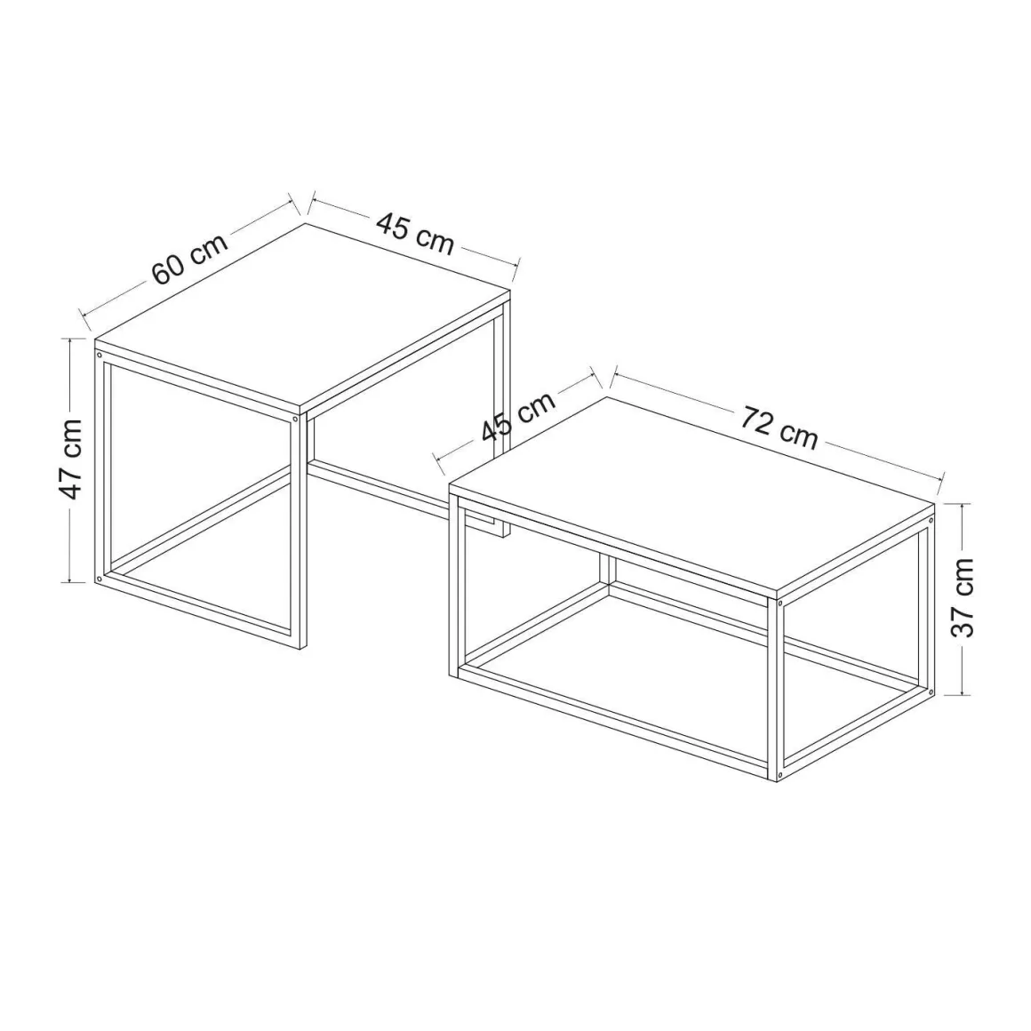 Tavolino da salotto rettangolare nero 72x37x45h cm - Liro