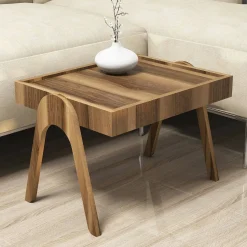 Tavolini Da Salotto|Salotto > Dmora Tavolino da salotto rettangolare noce e antracite 105x60x32h cm - Gru Nero Antracite, Marrone Noce