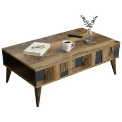 Tavolino da salotto rettangolare noce e antracite 105x60x37h cm - Yang