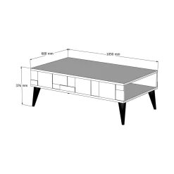 Tavolino da salotto rettangolare noce e antracite 105x60x37h cm - Yang
