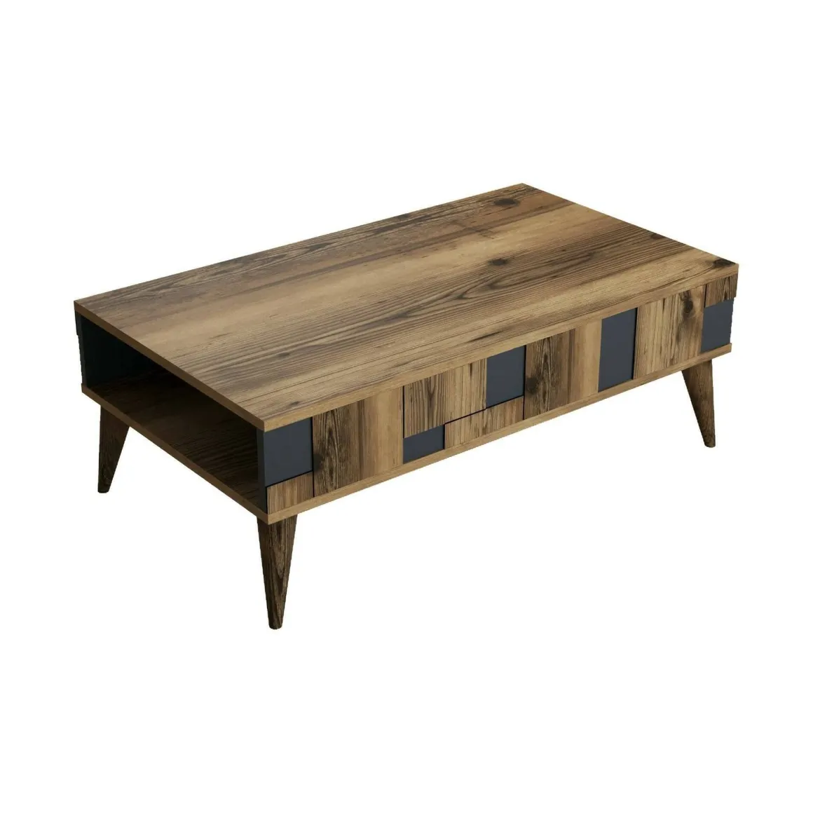 Tavolino da salotto rettangolare noce e antracite 105x60x37h cm - Yang