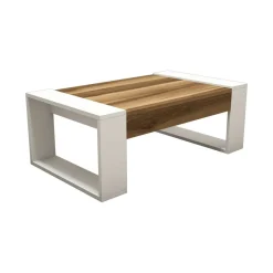 Tavolini Da Salotto|Salotto > Dmora Tavolino da salotto rettangolare noce e bianco 105x34x60h cm - Mansuk Bianco, Marrone Noce