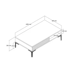 Tavolino da salotto rettangolare noce e bianco 105x60x32h cm - Gru