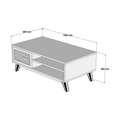 Tavolini Da Salotto|Salotto > Dmora Tavolino da salotto rettangolare noce e bianco 120x63x30h cm - Anz Bianco, Marrone Noce