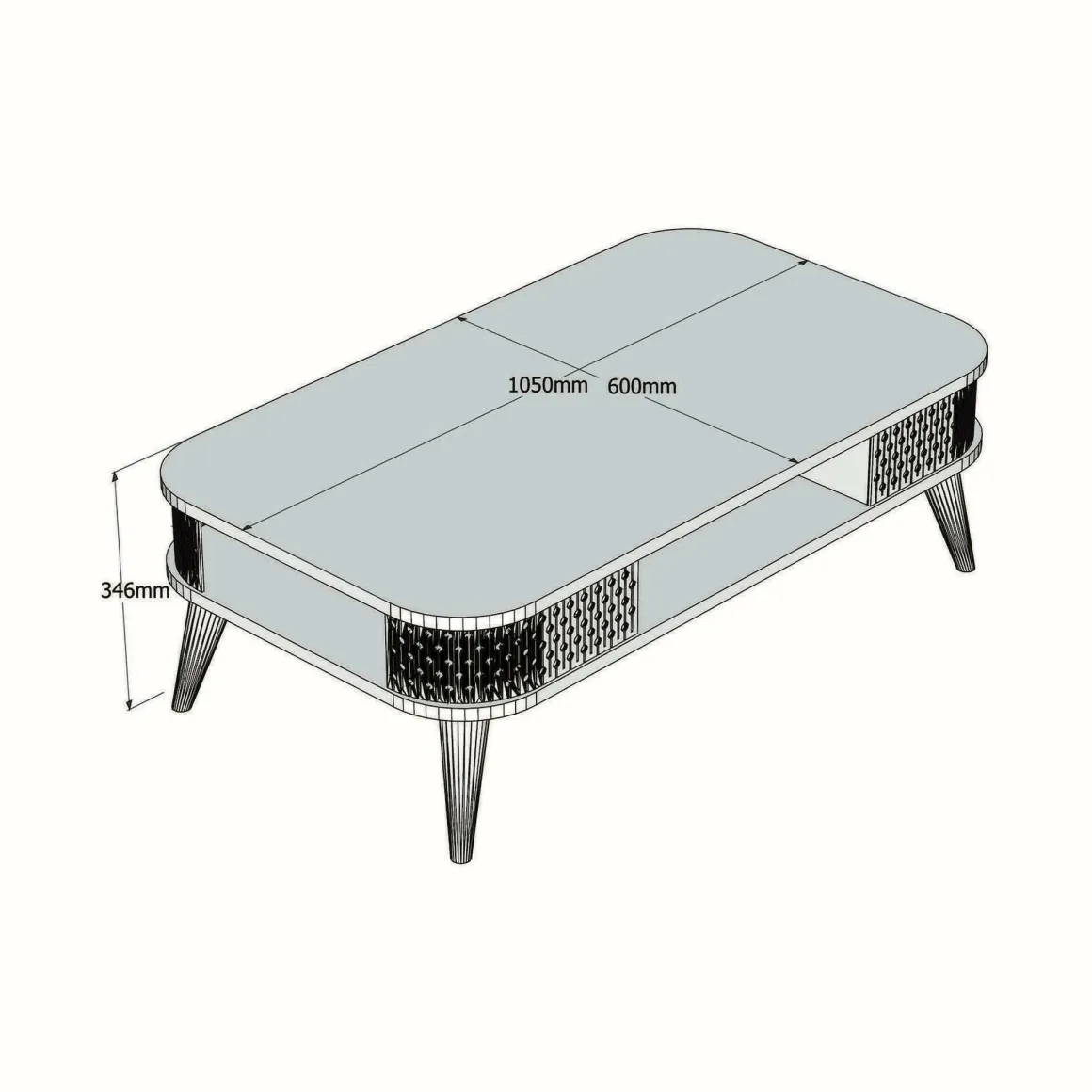 Tavolino da salotto rettangolare quercia 105x60x34h cm - Cigno