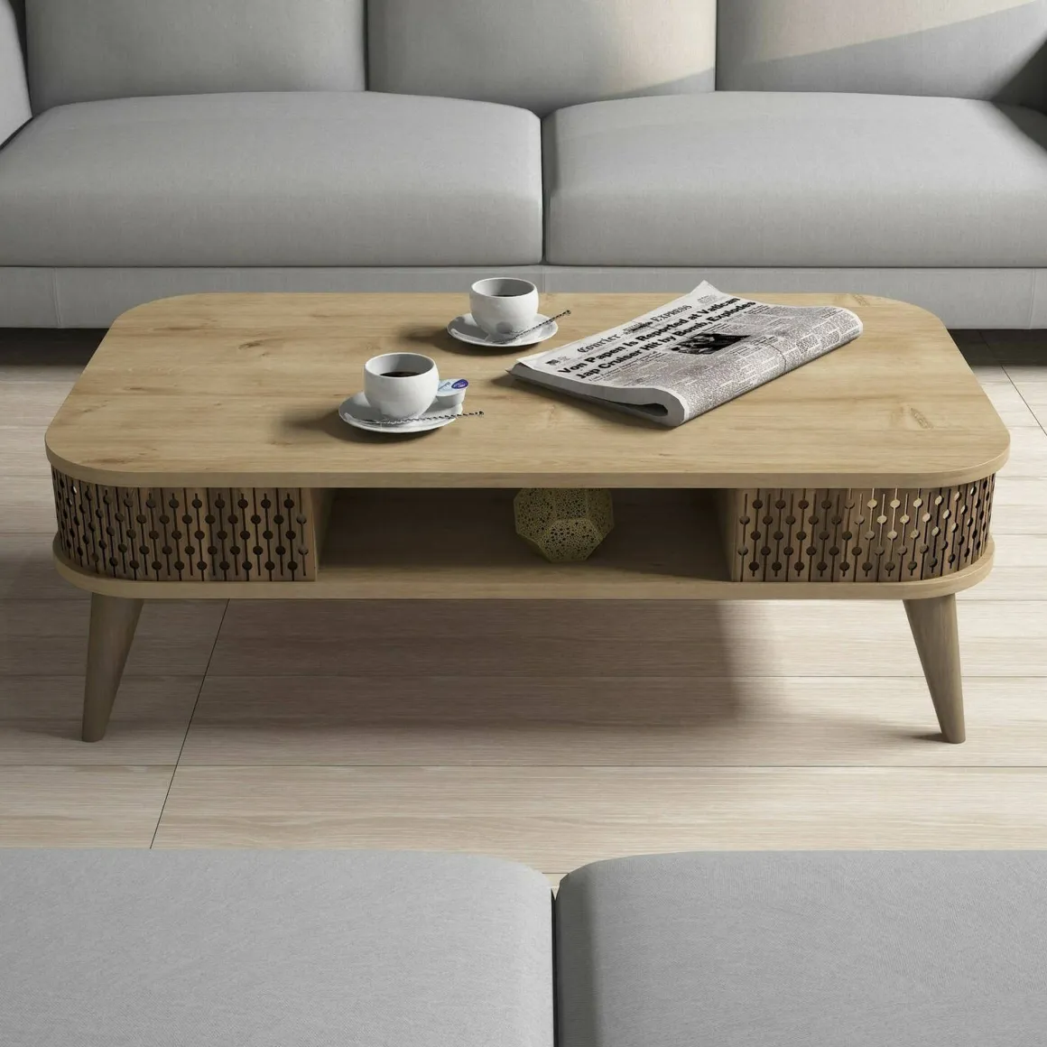 Tavolino da salotto rettangolare quercia 105x60x34h cm - Cigno