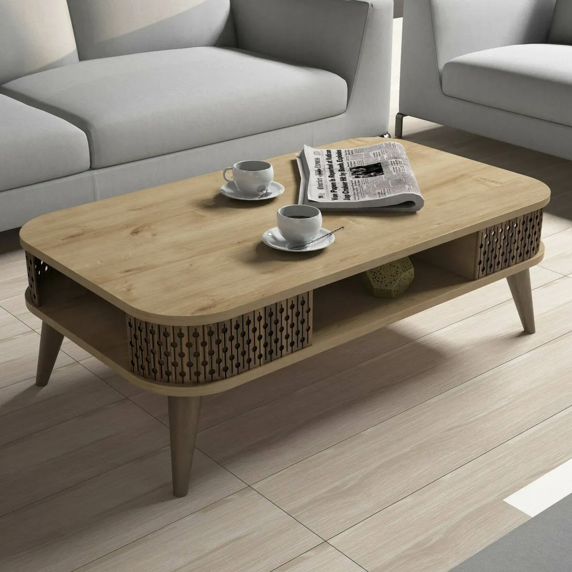 Tavolino da salotto rettangolare quercia 105x60x34h cm - Cigno