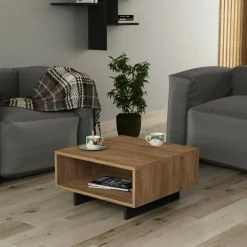 Tavolino da salotto rettangolare quercia e antracite 60x60x32h cm - Elvira