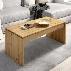Tavolini Da Salotto|Salotto > Dmora Tavolino da salotto rettangolare rovere nodi 105x45x55h cm - Aspra Marrone Rovere Nodi