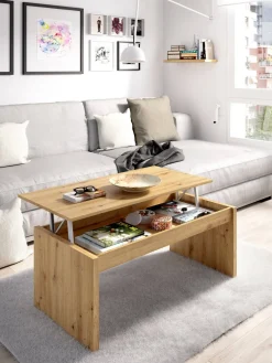 Tavolini Da Salotto|Salotto > Dmora Tavolino da salotto rettangolare rovere nodi 105x45x55h cm - Aspra Marrone Rovere Nodi