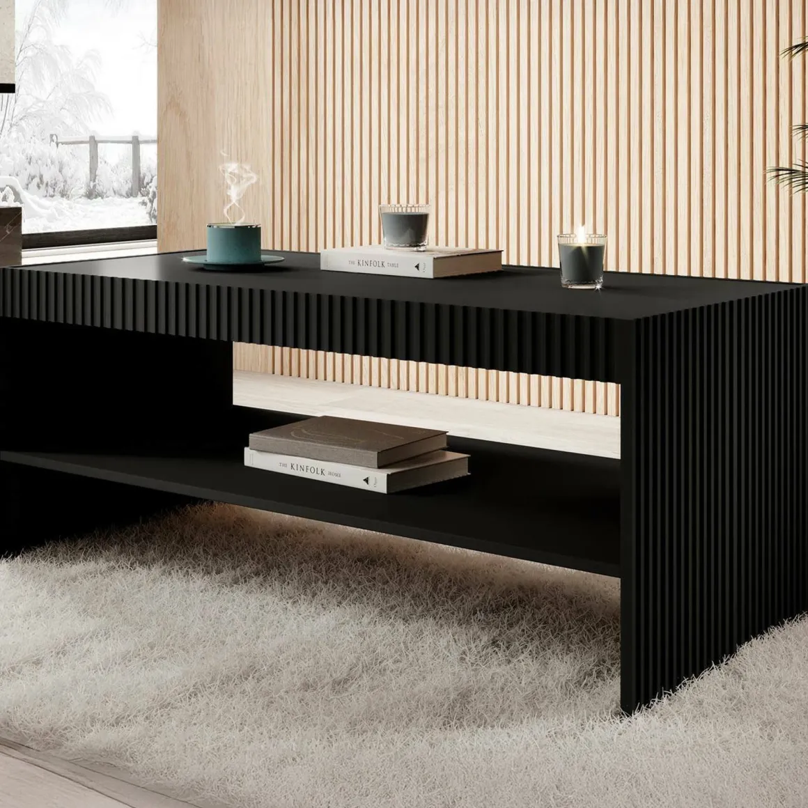 Tavolino da salotto Roasio, 120x57 h50 cm, Nero