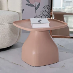 Tavolino da Salotto Rosa Adatto per Indoor/outdoor Angoli Arrotondati Forma Rettangolare 48x48x38h cm, Colore Ripiano Rosa - Inhamb