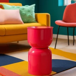 Tavolini Da Salotto > Dmora Tavolino da Salotto Forma Rotondo Colore Ripiano 33x51x33h cm, Materiale Piano in Metallo - Bandip Rosa