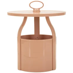 Tavolino da Salotto Rosa Forma Rotondo Colore Ripiano Rosa 46x54x46h cm, Materiale Piano in Plastica - Inle