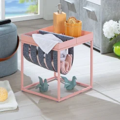 Tavolini Da Salotto > Dmora Tavolino da Salotto Portariviste 2 Vani 35x40x35h cm, Forma Rettangolare - Limana Rosa