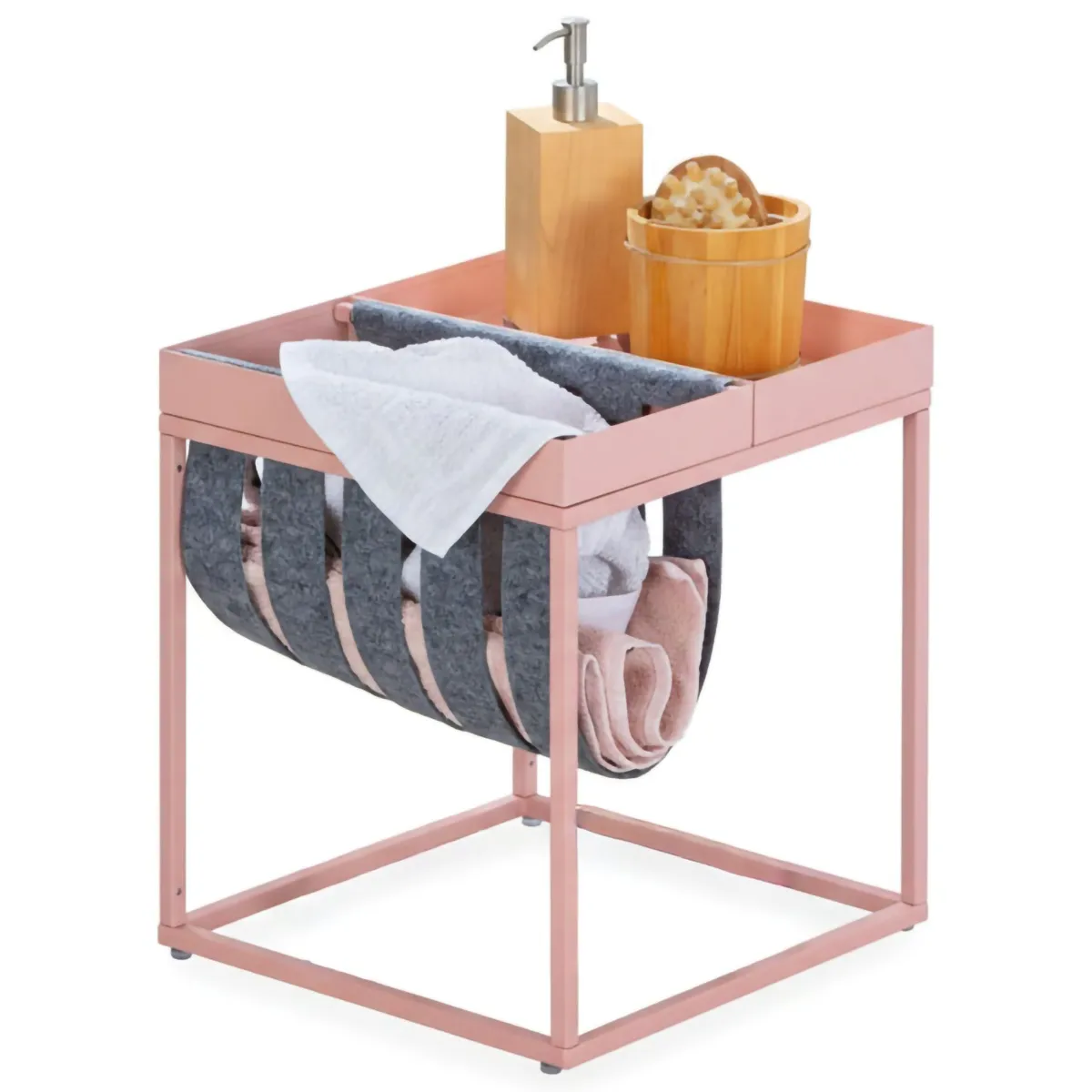 Tavolini Da Salotto > Dmora Tavolino da Salotto Portariviste 2 Vani 35x40x35h cm, Forma Rettangolare - Limana Rosa