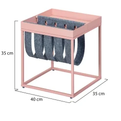 Tavolini Da Salotto > Dmora Tavolino da Salotto Portariviste 2 Vani 35x40x35h cm, Forma Rettangolare - Limana Rosa