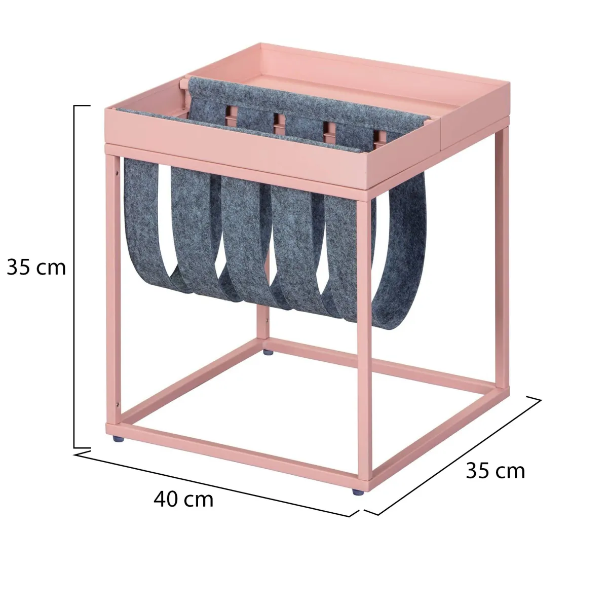 Tavolini Da Salotto > Dmora Tavolino da Salotto Portariviste 2 Vani 35x40x35h cm, Forma Rettangolare - Limana Rosa