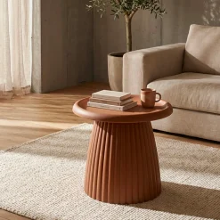 Tavolini Da Salotto > Dmora Tavolino da Salotto Adatto per Indoor/outdoor Forma Rotondo 71x35x71h cm, Colore Ripiano - Gamirese Rosso
