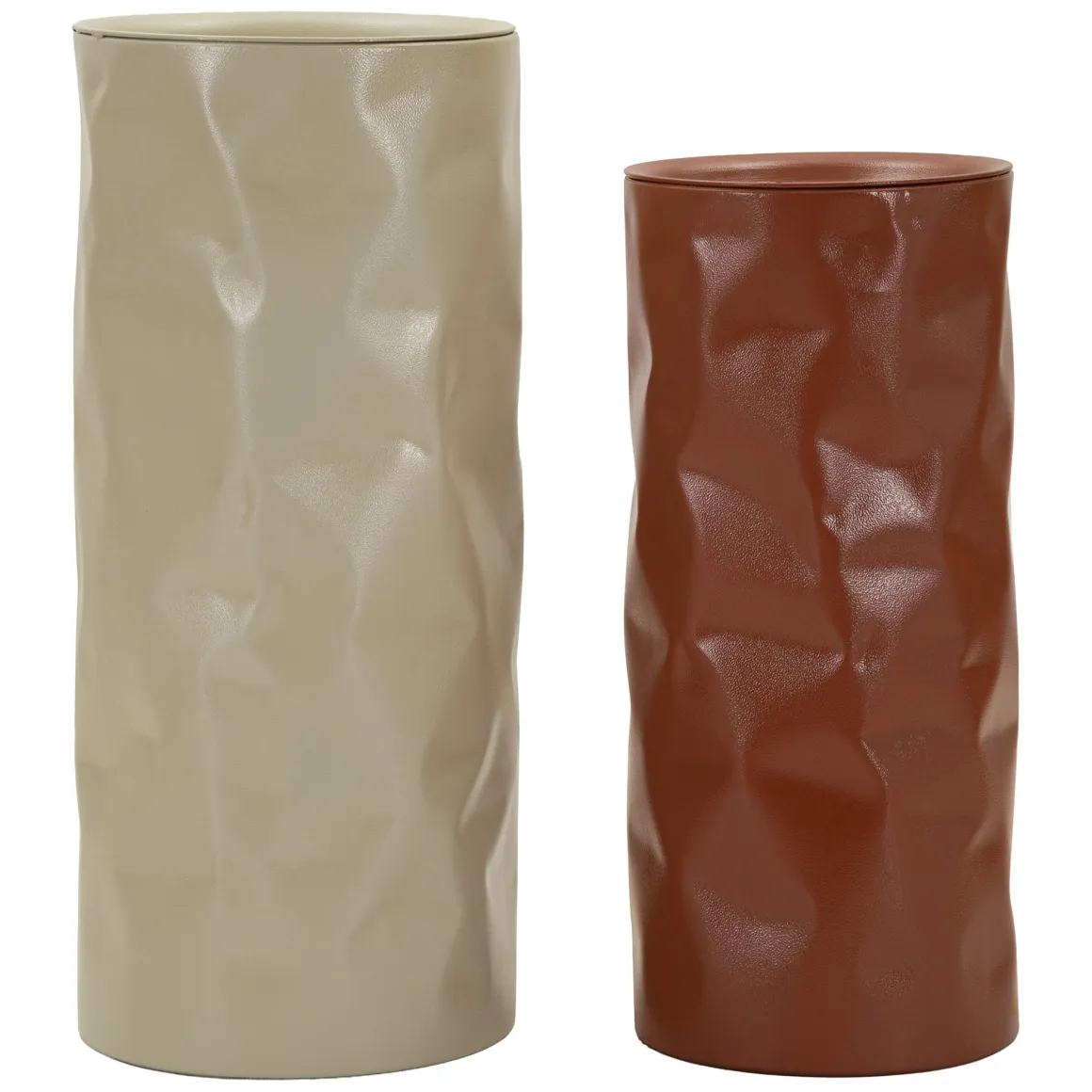 Tavolino da Salotto Rosso Beige set da 2 Forma Rotondo 34x74x34h cm, Colore Ripiano Rosso - Ganipara