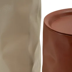 Tavolino da Salotto Rosso Beige set da 2 Forma Rotondo 34x74x34h cm, Colore Ripiano Rosso - Ganipara