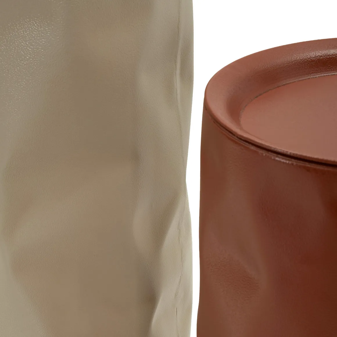 Tavolino da Salotto Rosso Beige set da 2 Forma Rotondo 34x74x34h cm, Colore Ripiano Rosso - Ganipara