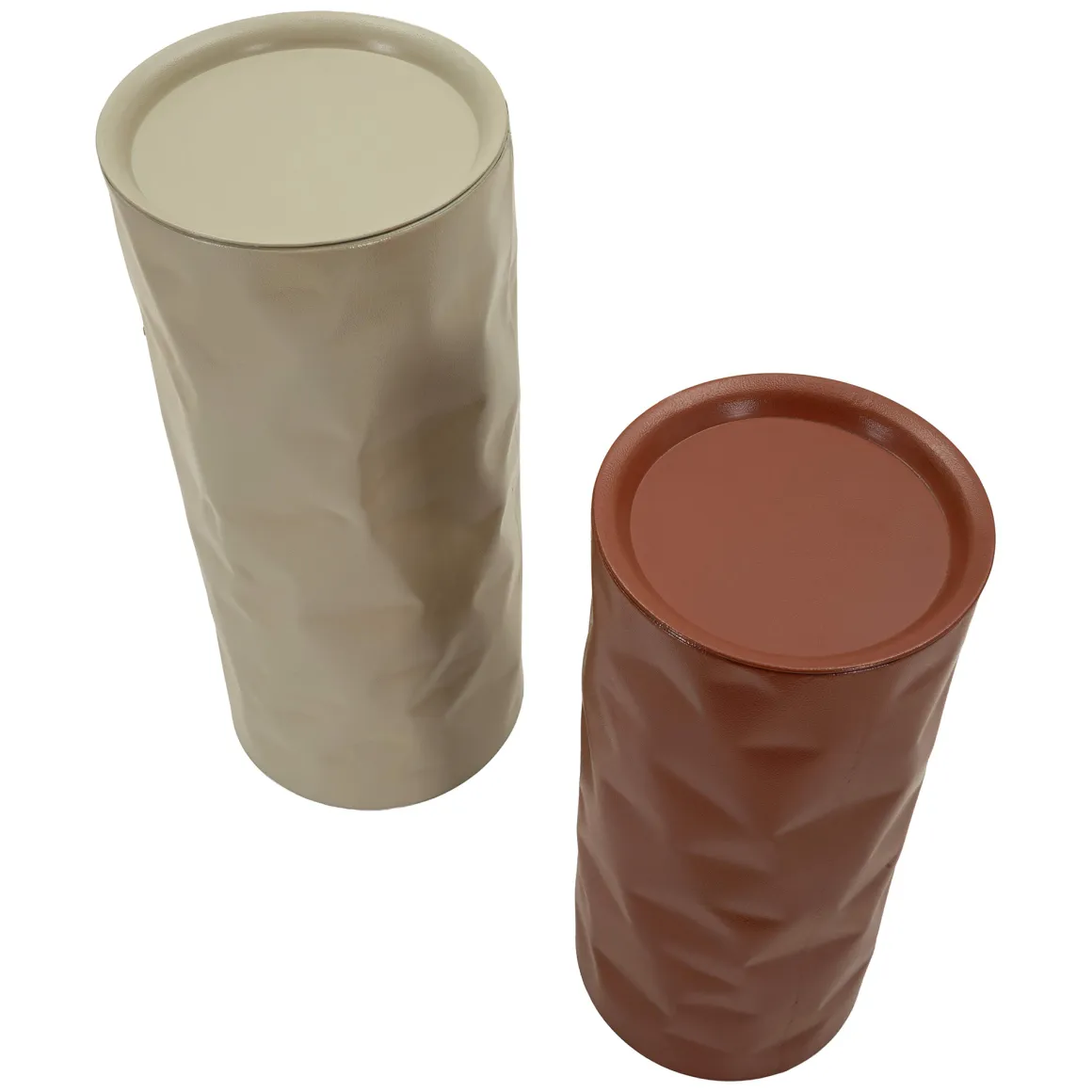 Tavolino da Salotto Rosso Beige set da 2 Forma Rotondo 34x74x34h cm, Colore Ripiano Rosso - Ganipara
