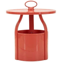 Tavolini Da Salotto > Dmora Tavolino da Salotto Forma Rotondo Colore Ripiano 46x54x46h cm, Materiale Piano in Plastica - Inle Rosso