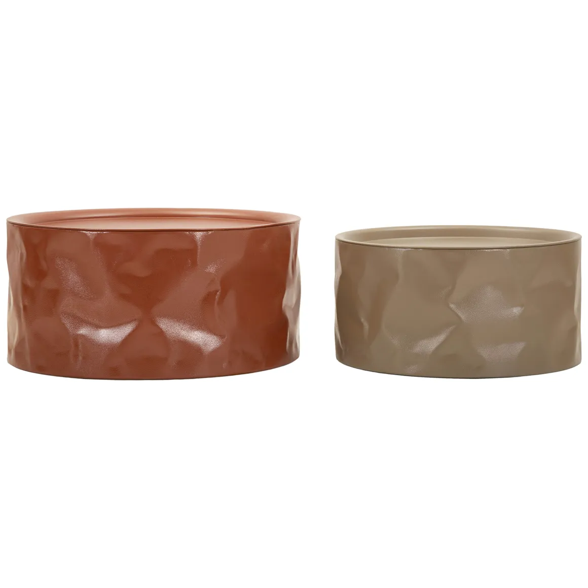 Tavolino da Salotto Rosso Marrone set da 2 Forma Rotondo 34x66x66h cm, Colore Ripiano Rosso - Ganovama