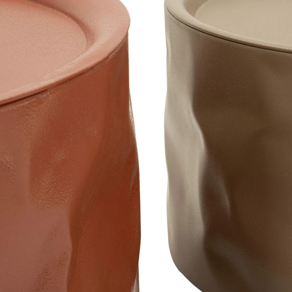 Tavolino da Salotto Rosso Marrone set da 2 Forma Rotondo 34x66x66h cm, Colore Ripiano Rosso - Ganovama