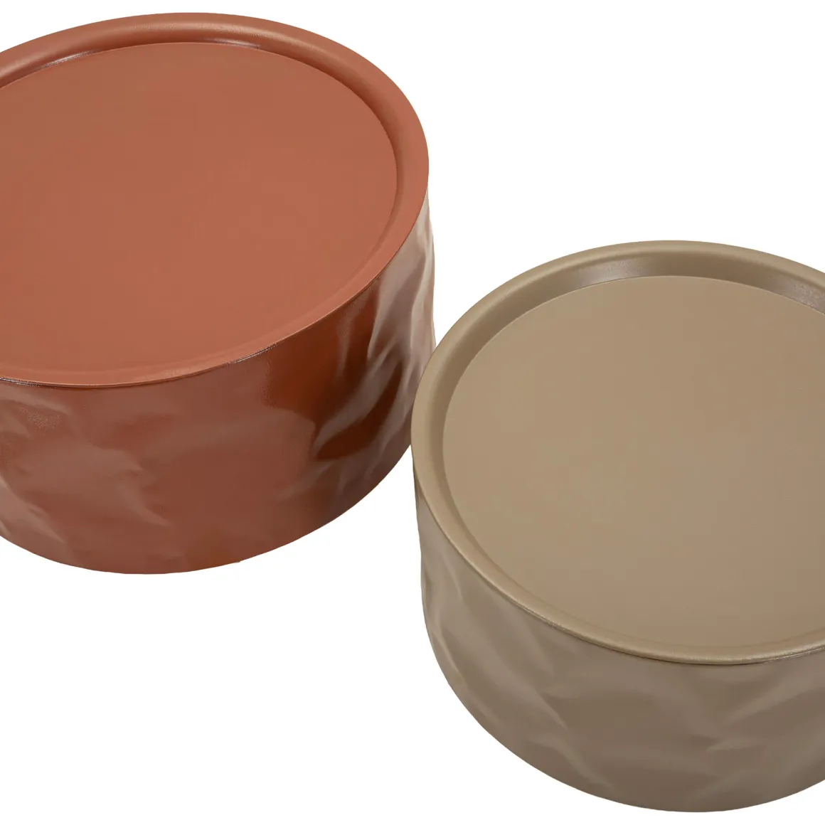 Tavolino da Salotto Rosso Marrone set da 2 Forma Rotondo 34x66x66h cm, Colore Ripiano Rosso - Ganovama