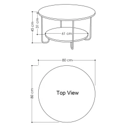 Tavolini Da Salotto > Dmora Tavolino da salotto rotondo bianco e oro 75x75x40h cm con 1 cassetto - Stabia Oro, Bianco