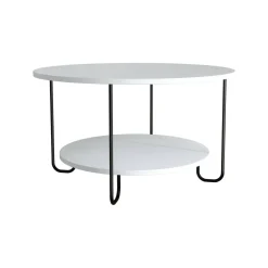 Tavolini Da Salotto > Dmora Tavolino da salotto rotondo bianco e oro 75x75x40h cm con 1 cassetto - Stabia Oro, Bianco