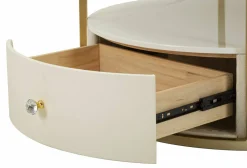Tavolini Da Salotto > Dmora Tavolino da salotto rotondo bianco e oro 75x75x40h cm con 1 cassetto - Stabia Oro, Bianco