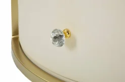 Tavolini Da Salotto > Dmora Tavolino da salotto rotondo bianco e oro 75x75x40h cm con 1 cassetto - Stabia Oro, Bianco
