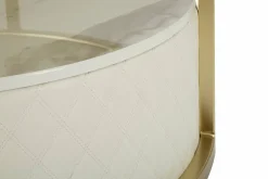Tavolini Da Salotto > Dmora Tavolino da salotto rotondo bianco e oro 75x75x40h cm con 1 cassetto - Stabia Oro, Bianco