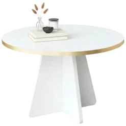 Tavolino da salotto rotondo oro e bianco 60x60x40h cm - Armanda