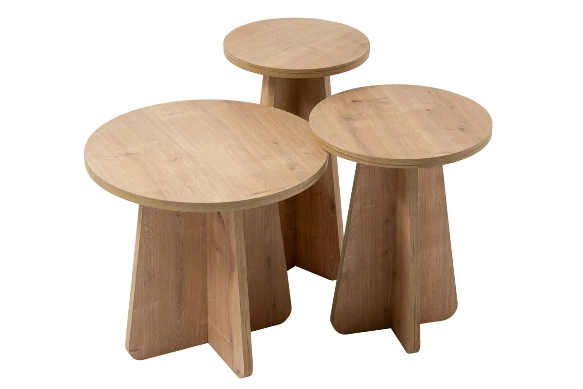 Tavolini Da Salotto > Dmora Tavolino da salotto rotondo quercia 43x43x48h cm - Amren Marrone Quercia