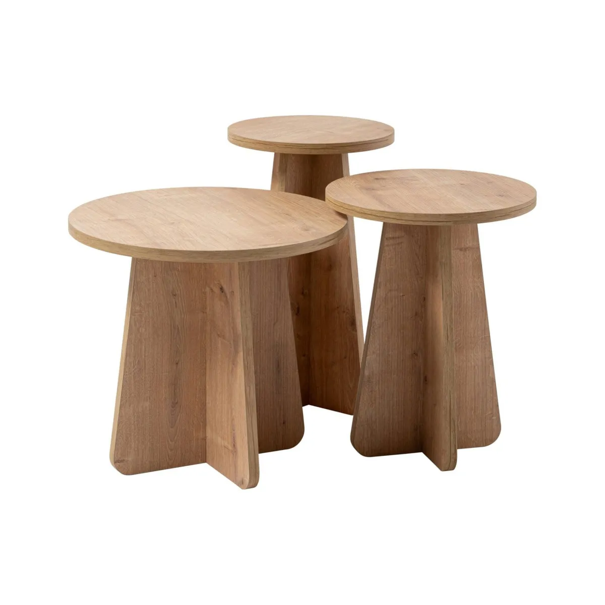 Tavolini Da Salotto > Dmora Tavolino da salotto rotondo quercia 43x43x48h cm - Amren Marrone Quercia