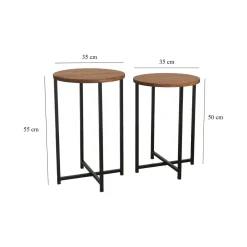 Tavolino da salotto rotondo quercia 70x35x55h cm - Gwenllian