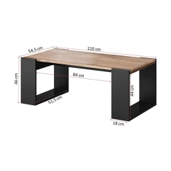Tavolini Da Salotto > Dmora Tavolino da salotto Specchia, 46x120 h55 cm, Rovere Nodi e Antracite Nero Antracite, Marrone Rovere Nodi