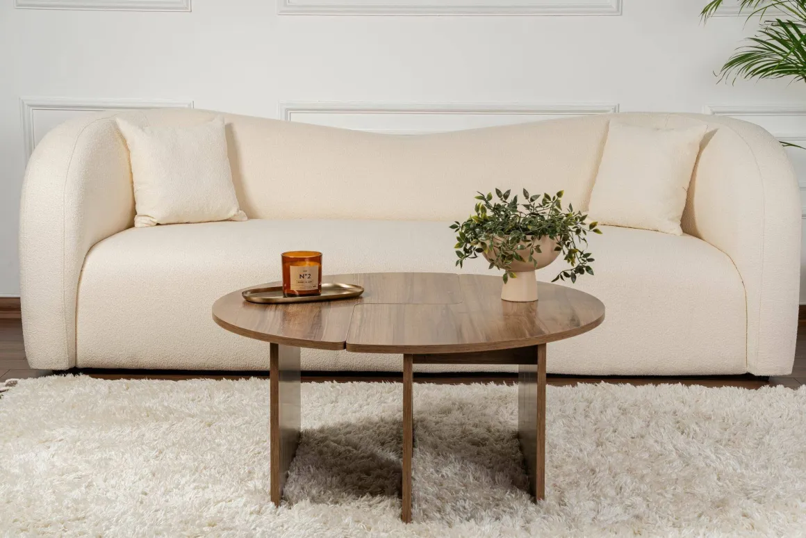 Tavolino da salotto Tairn, 90x90 h41 cm, Noce