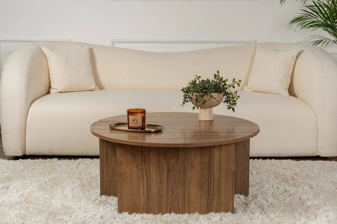 Tavolino da salotto Tairn, 90x90 h41 cm, Noce
