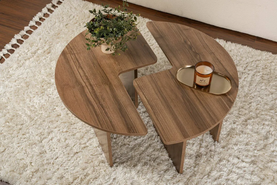Tavolino da salotto Tairn, 90x90 h41 cm, Noce