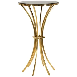 Tavolino da Salotto Trasparente oro Forma Rotondo Colore Ripiano Trasparente 108x108x60h cm, Materiale Struttura in Vetro - Datasiri