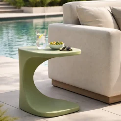 Tavolino da Salotto Verde Adatto per Indoor/outdoor Forma Rettangolare 44x54x44h cm, Colore Ripiano Verde - Bagan