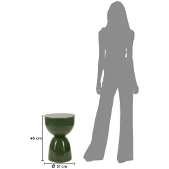 Tavolino da Salotto Verde Forma Rotondo Colore Ripiano Verde 33x50x33h cm, Materiale Piano in Metallo - Gorkha