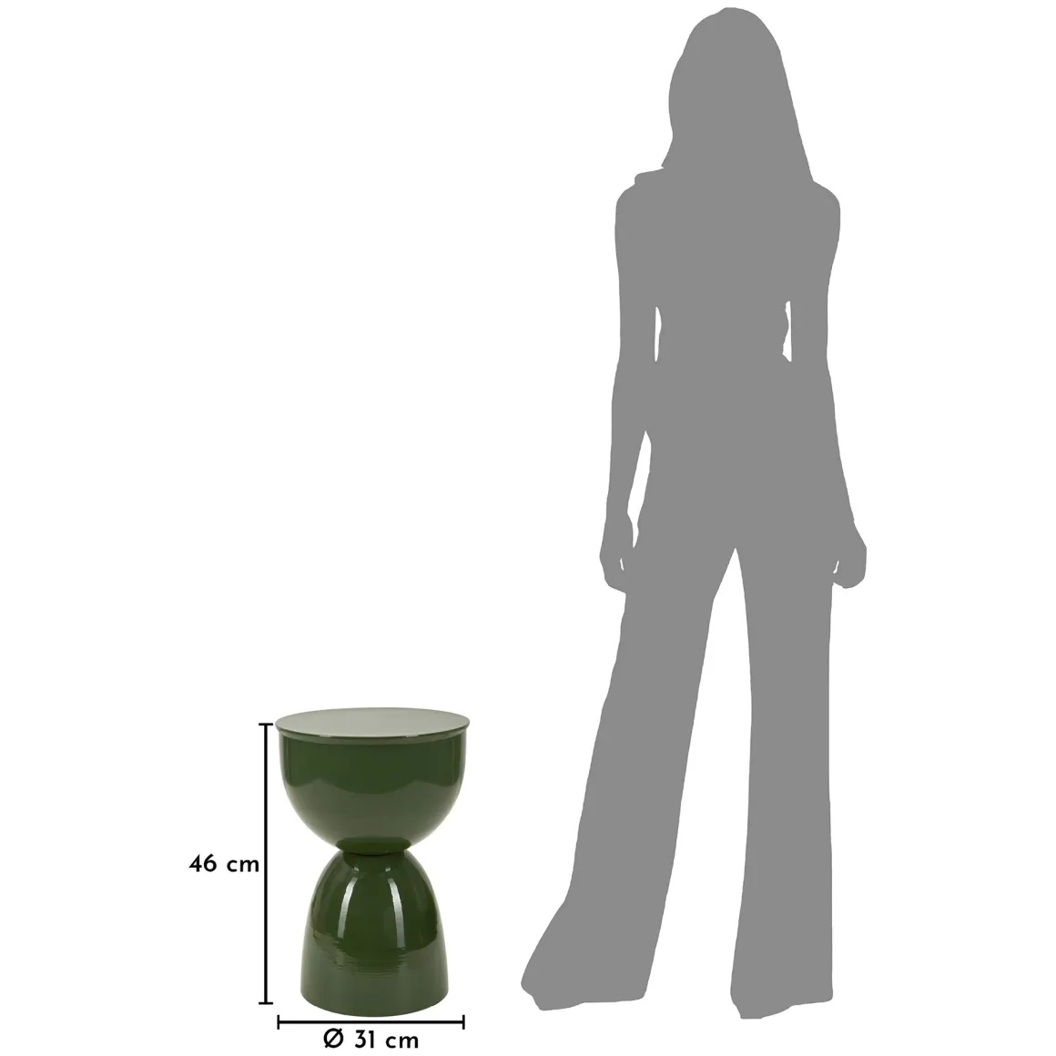 Tavolino da Salotto Verde Forma Rotondo Colore Ripiano Verde 33x50x33h cm, Materiale Piano in Metallo - Gorkha